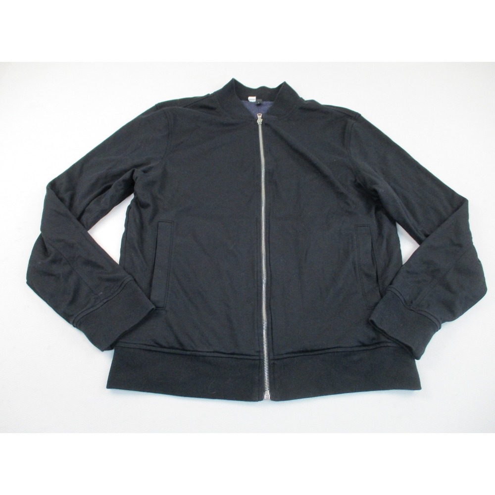 Banana Republic Bomber Jacket Mens L Black Full Zip Knit Reversible